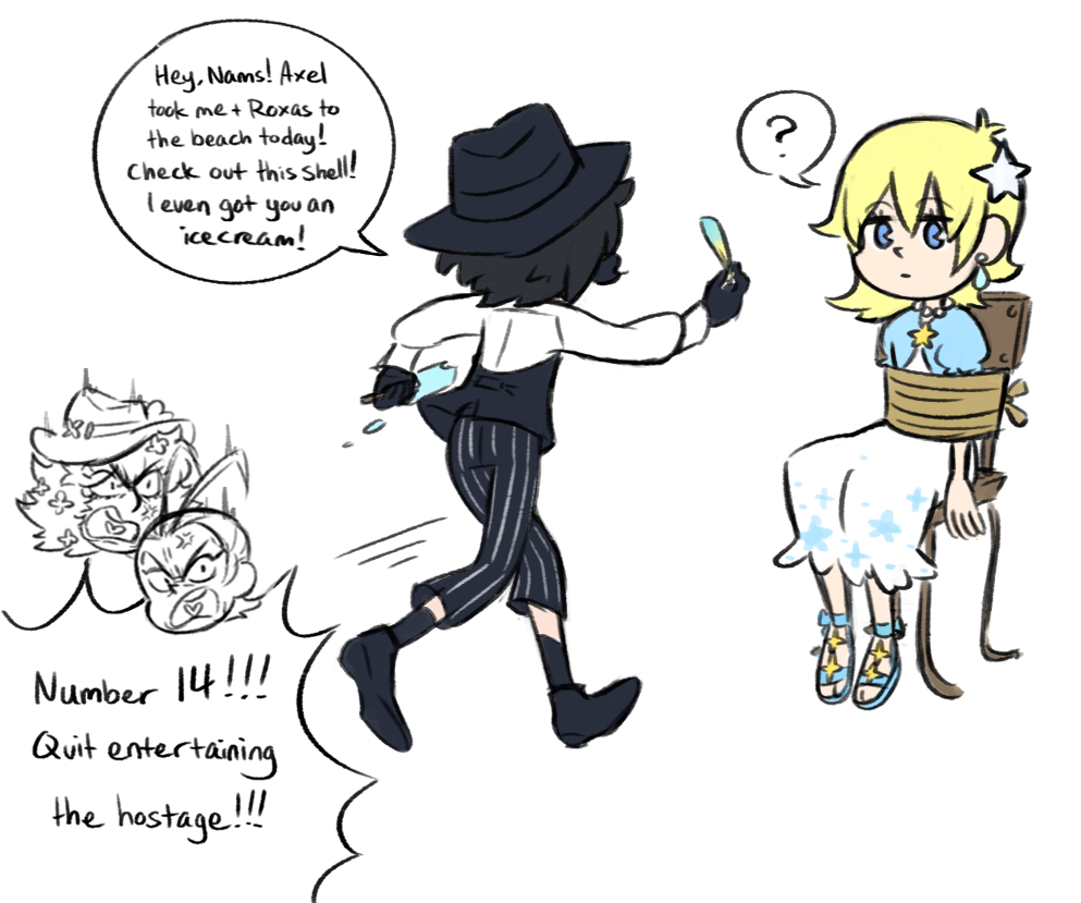 arinky-dink:  Some mobster AU things from Twitter. Xion says things she doesn’t