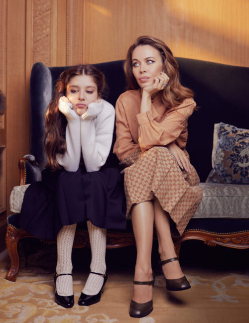 Ulyana Sergeenko and daughter Vasilisa Khachaturova photographed by Olga Tuponogova-Volkova for the 