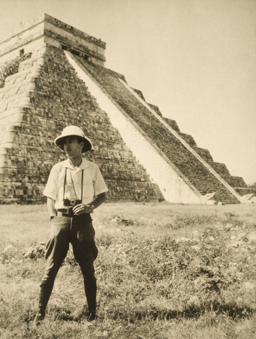 An informal portrait of photographer and explorer Luis Marden in Chichen Itza, Mexico, 1936.Photogra