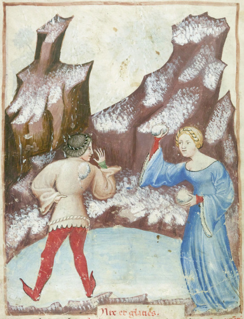 discardingimages: snowball fight Tacuinum Sanitatis, Milan or Pavia ca. 1390-1400 BnF, Nouvelle acqu