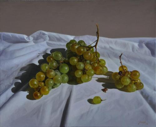 Grapes   -  César Yauri Huanay , 2014Peruvian, b.1962-Oil on canvas, 46 x 38 cm.