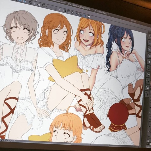 Slowly starting the coloring! #aqours #aqours_sunshine #lovelive #lovelivesunshine #llsif #llsifjp 