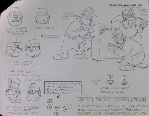 More model sheets from the 1971 Disney Publications stack. Villains this time–Peg Leg Pete, the Beag