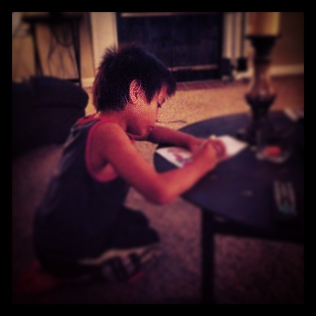 Elijah coloring before bed time! #coloring #kids #family