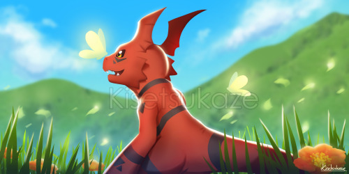  Finally finished this Guilmon piece. I tried combining both my personal art style with my other art