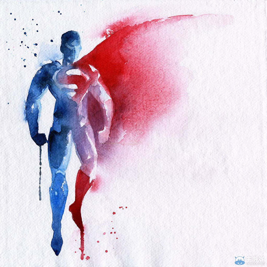 jedavu:  Watercolor Superheroes With Big Splashes  Created by Blule