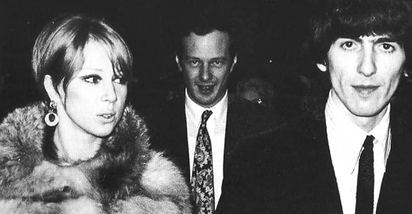 goo-goo-gjoob-goo-goo:  Pattie Boyd, Brian Epstein and George Harrison, 1966.