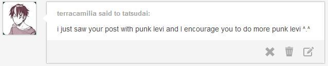 tatsudai:  i do want to draw more proper punk levi, but for now, have some quick