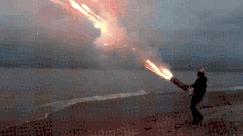 tastefullyoffensive:Video: Roman Candle Minigun Fires 1001 Shots in 45 Seconds