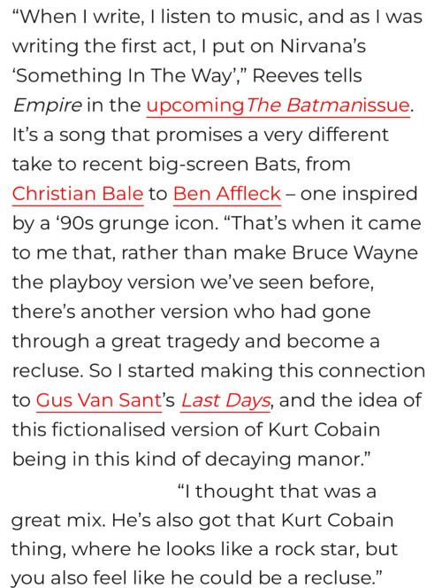 Nirvana’s Influences On The Batman Via The Art Of The Batman, Empire & Esquire