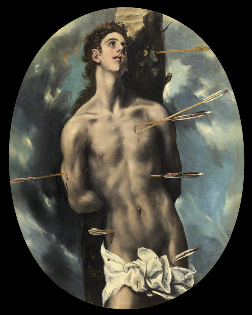 El Greco (Doménikos Theotokópoulos) (1541-1614), Saint Sebastian. Oil On Canvas, An Oval, 35 ½ X 27