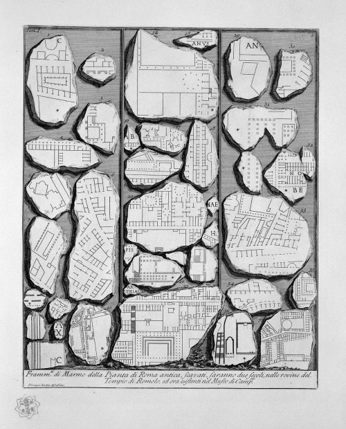 The Roman antiquities, t. 1, Plate IV. Map of ancient Rome and Forma Urbis., 1756, Giovanni Battist