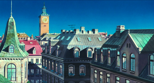 ghibli-collector:Koriko Town Rooftops - Kiki’s Delivery Service - Hayao Miyazaki (1989)