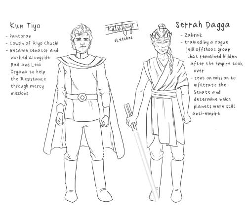 Some SW AU oc development. Unsure about the names but I like where they’re going. 