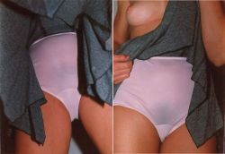 hidnviews:  Basic pink nylon full-cut pantie..