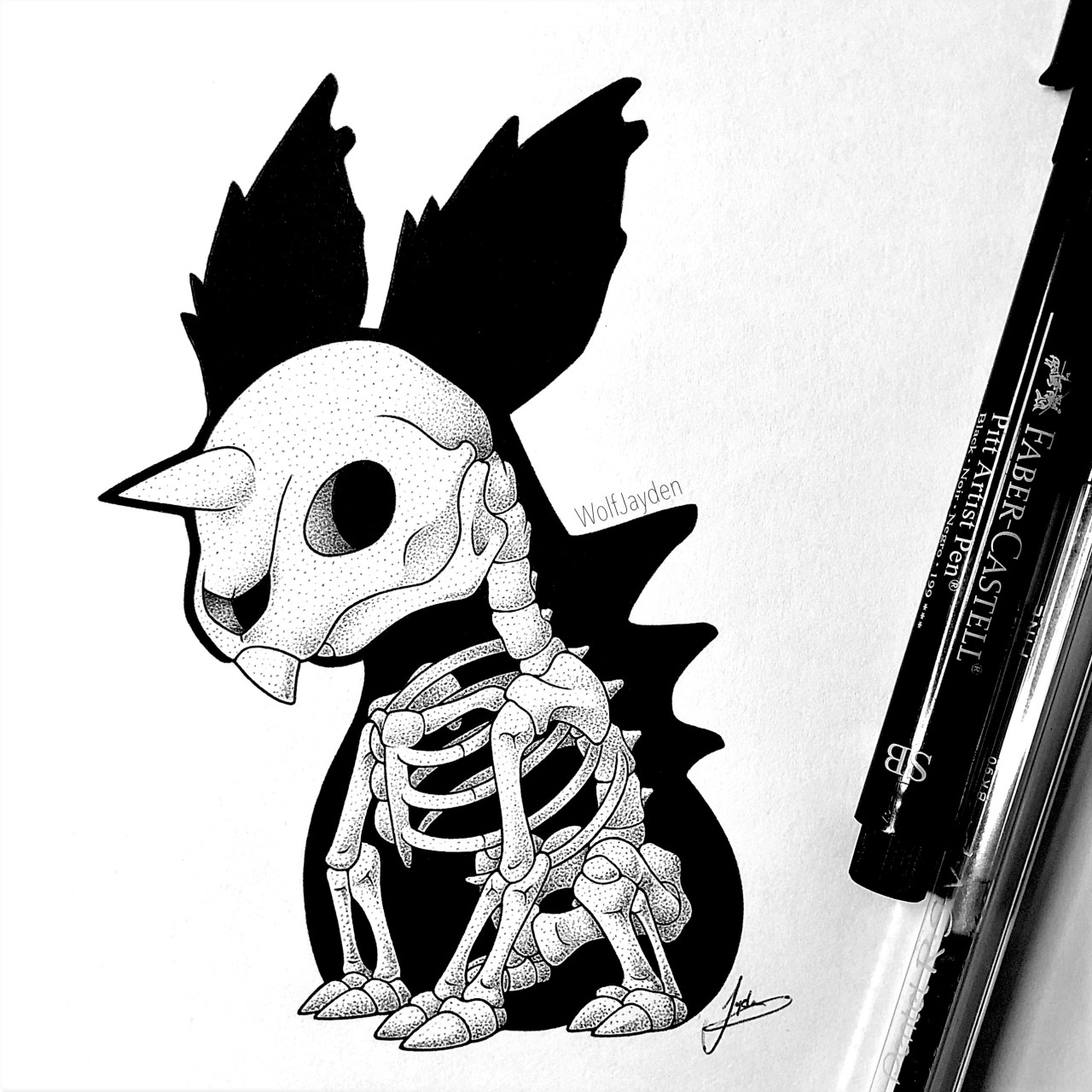 Here it is, my finished Nidoran skeleton! I’m going to do new versions of my Pikachu and Raichu skeletons since I did them 