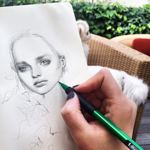 Sketching and lounging with the puppies. No better way to spend a warm Thursday afternoon ✏️ #sketch