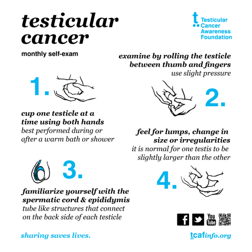 boy-positive:  kalashnikool:  boy-positive:   – via tcafinfo.org  Dmab folks, it is very important to perform self-exams every month. Be familiar with your body. Early detection is key with all types of cancers.  – Duck   And if you do find lumps,