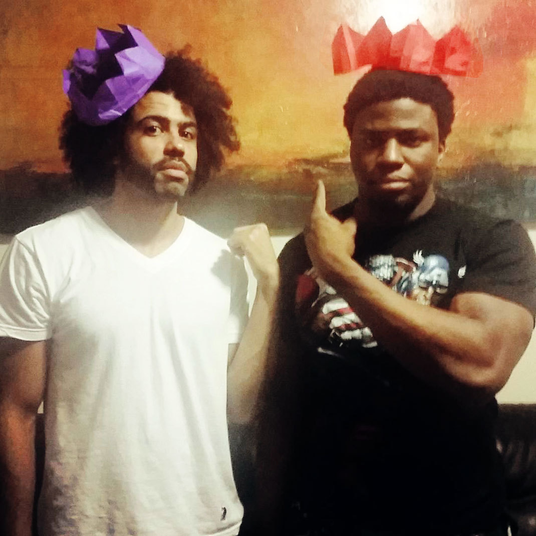 isaacoscar: oaksmash: @daveeddiggs We the two kings? Crown game #onfleek#christmaseve#happychristmas#mybrothafromanothamutha#whatheypointingat