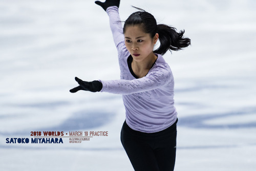 Satoko Miyahara in practice on Monday, first day of 2018 World Figure Skating Championships in Milan