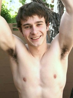 kuklapootblr:  Love a guy with hairy pits and a smooth chest… Mmmm… I’ll bet he’s got a nice dark bush, too. Unless some frickin asshole has talked him into plucking it off, so he can look more like a tranny. 