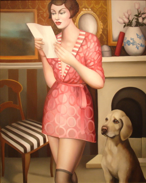 The Letter (2014). Rachel Deacon. Oil on linen. Catto Gallery. The Letter is inspired by a poem by D