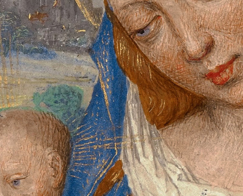 Simon Marmion - St. Bernard’s Vision of the Virgin and Child (c. 1475). Detail.