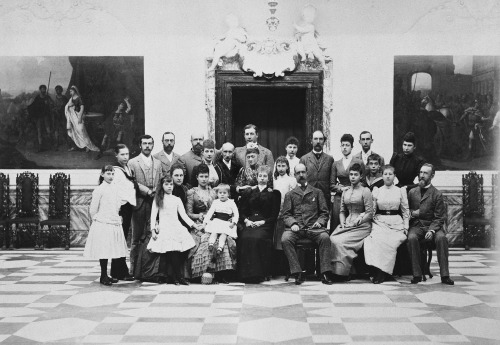 Group photograph taken in the Cupola Dining Room, Fredensborg, Denmark.  Left to right, standin