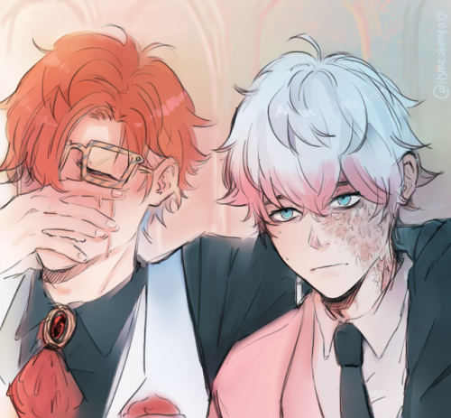 itsmeohmyo:  ❖The brothers reunion❖I got a request for a scarSaeran + MC artwork so I’m doing that RN (trying to work out in-character dialogue is no joke LOL)