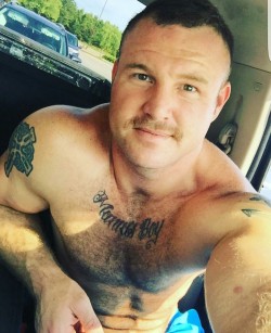 jimbibearfan:  itsharddick:  Wow!  OMFG! Ft. Bragg Fire Dept.??!! “Mama’s Boy” tattoo??!! Celtic cross tattoo??!! A 70′s pornstar mustache??!! Hairy muscles??!!  Marry Me! 