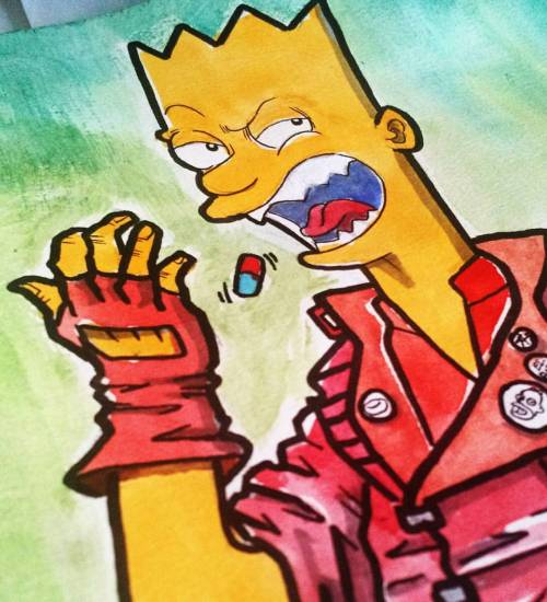 Good For Health - Bad For Education #illustration #drawing #desenho #dibujo #watercolor #simpsons #bartkira