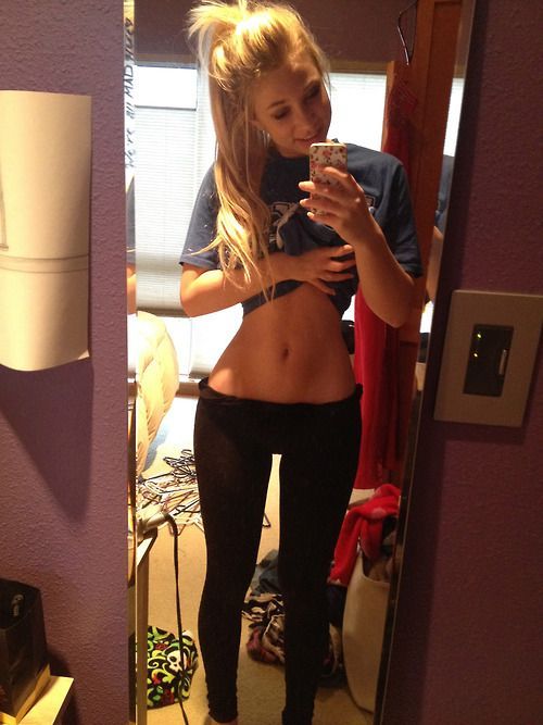 Petite blonde teen selfie