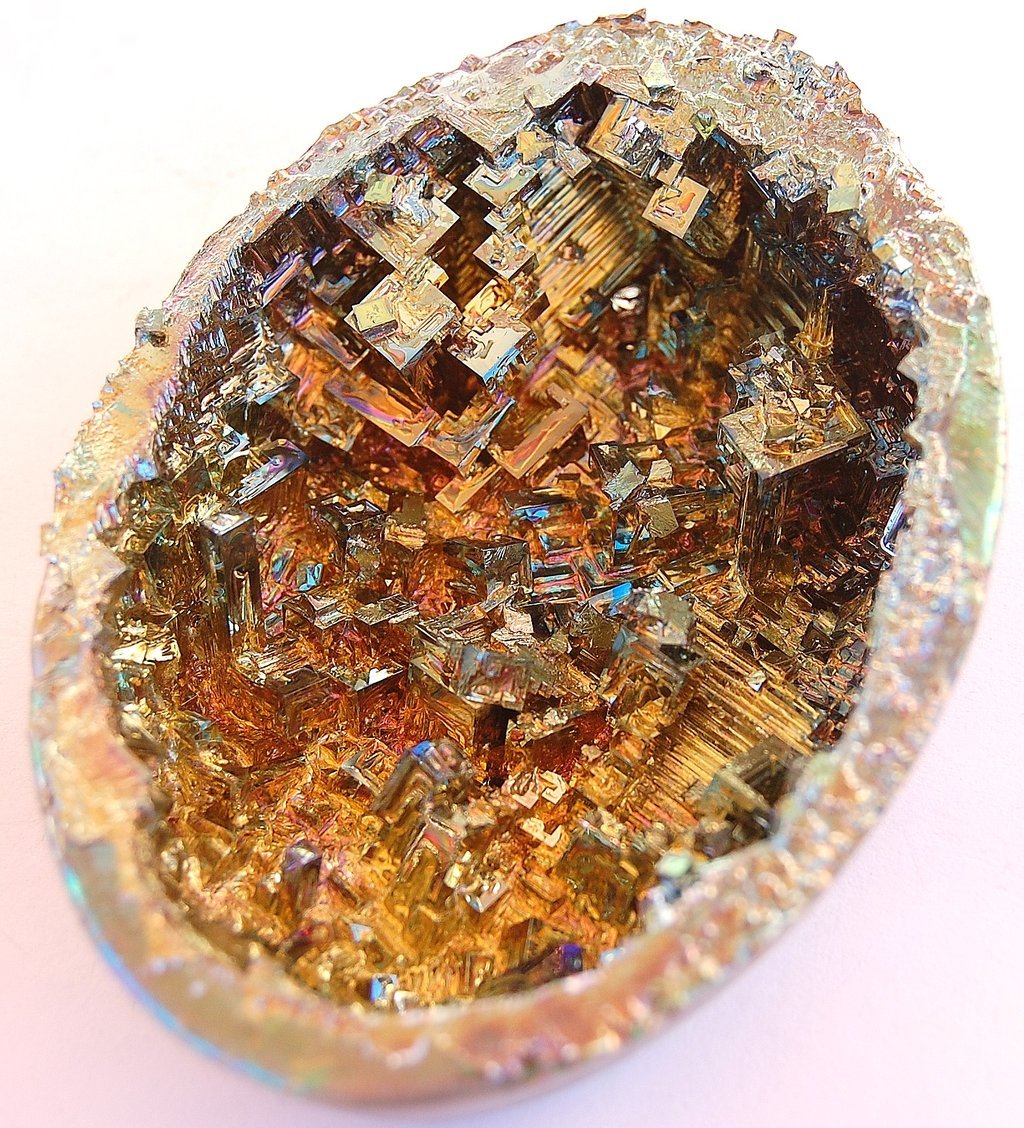 sixpenceee:  A Bismuth Geode. The bismuth was cooled and crystallized inside an eggshell.