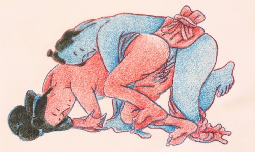 ismaelguerrier:  Piece I did based on a Japanese Shunga drawing.  (Color pencil on paper) 
