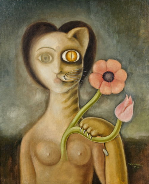 amare-habeo:Victor Brauner (1903 - 1966)Woman as a Cat (Femme en Chatte), 1940