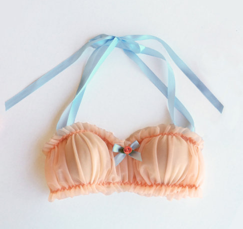 placedeladentelle:Peach Dream Bralette + Peachy Keen Garter Belt + Pretty Peach Panties by Sugar Lace Lingerie / Please don’t remove the credits 