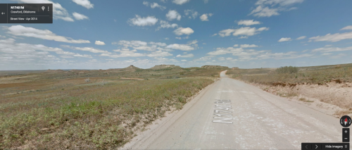 Google Maps street view of the Antelope Hills historic landmark in Roger Mills County, Oklahomahttps