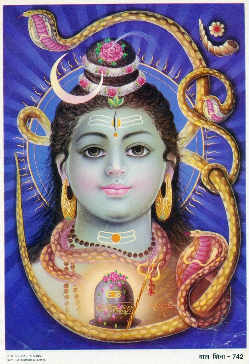 Shiva with his Snakes in Om30/40 years old.  S. S. Brijbasi & Sons., Delhi. (via Etsy: EasternIm