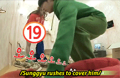 Shy Sunggyu had to hide from the camera in order to change. Meanwhile, Shindong…