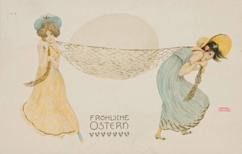 Belle Epoque postcard. Raphael Kirchner (Austria, 1876–1917). Happy Easter. 1902