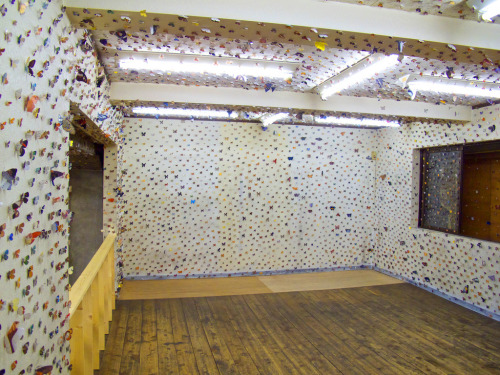 neverending patience of japanese artistsEiji Watanabeand her thousands of butterflyes all around wal