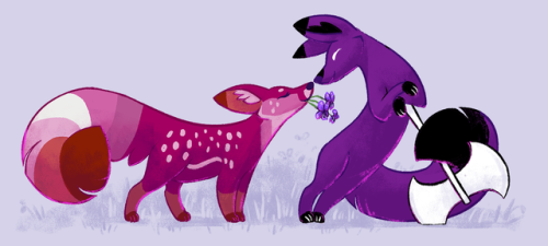 dimespin:Pride foxes because why notThe lesbian flags are girlfriends