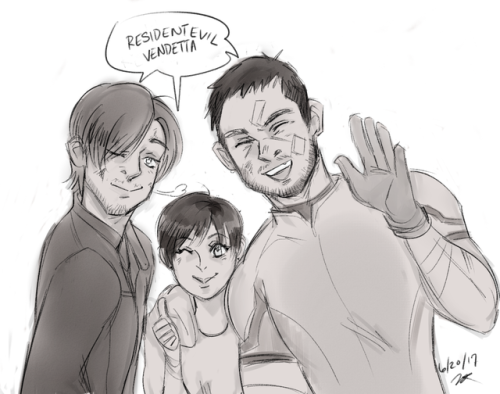 a real quick doodle because I finally got to see Vendetta and I missed these three so much ;____;