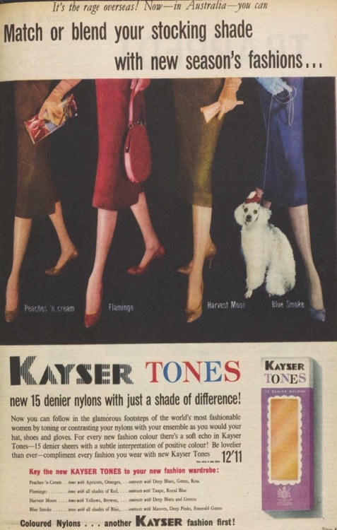 The era of stockings&hellip;..love the color names! 1958
