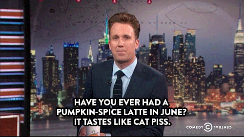 comedycentral: Jordan Klepper can’t be bothered by the news from Syria when it’s pumpkin-spice seaso
