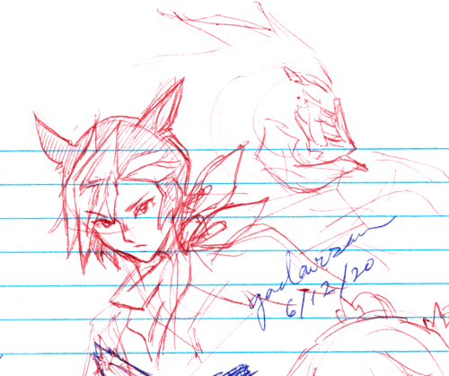 took a break from anatomy studies and writing to sketch more vrains x ffxiv for my ficpls excuse the