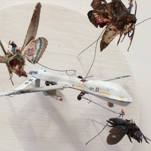 vicdeleon:  The Drone Hunters of Ballard. Yeehaw. #miniature #diorama #art #sculpture #moth #drone #