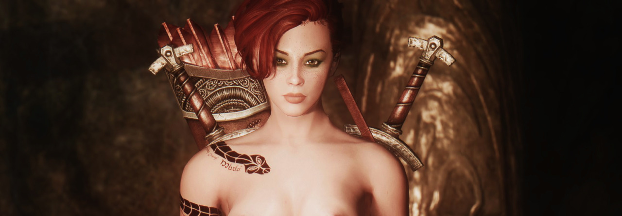 Finished facegen for a new version of Pasq and started working on her body tattoos