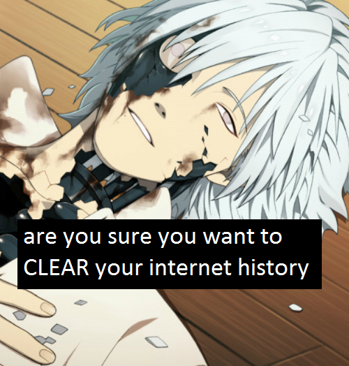 dramaticallymurdered-confes-blog:  are you sure you want to CLEAR  your internet