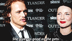 burningwithlove:  Caitriona Balfe & Sam Heughan - Outlander TV News Interview  